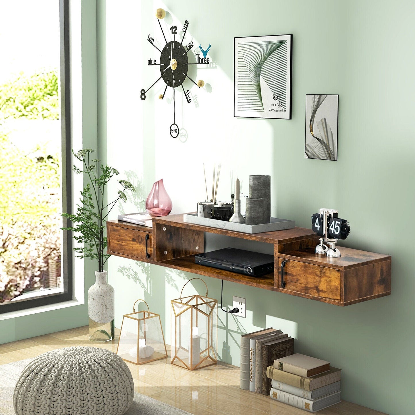 55 Inches Floating TV Stand with Power Outlet