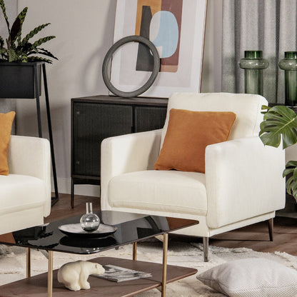 Modern Upholstered Accent Chair with Removable Backrest Cushion