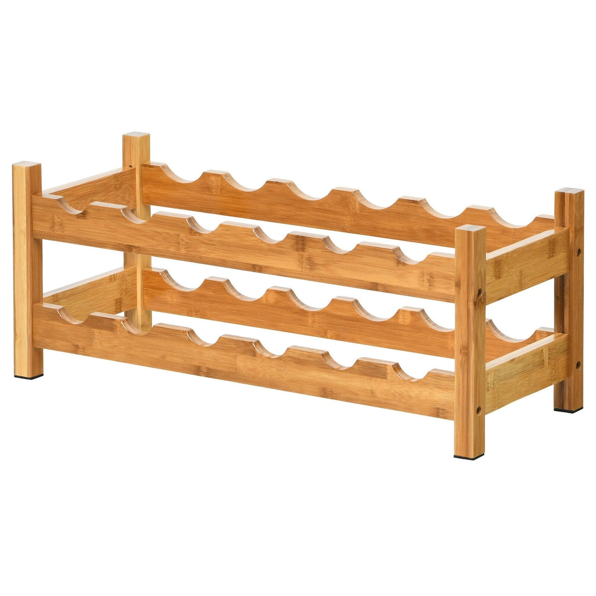 2-Tier 12 Bottles Bamboo Storage Shelf Wine Rack