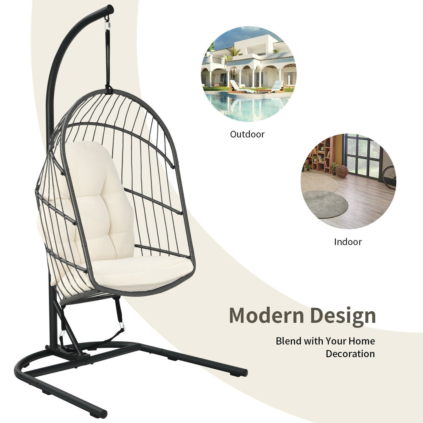 Hanging Wicker Egg Chair with Stand