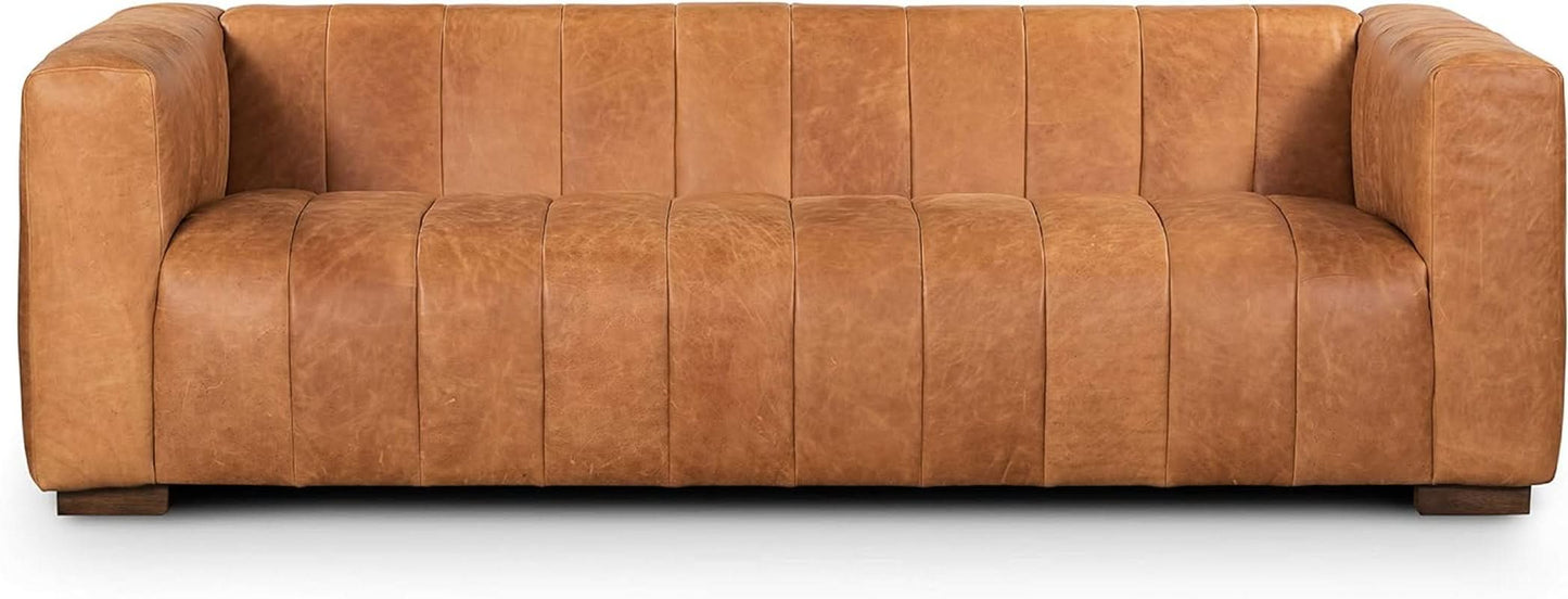 Canale 86 Inch Sofa Full Grain Italian Leather Cognac Tan