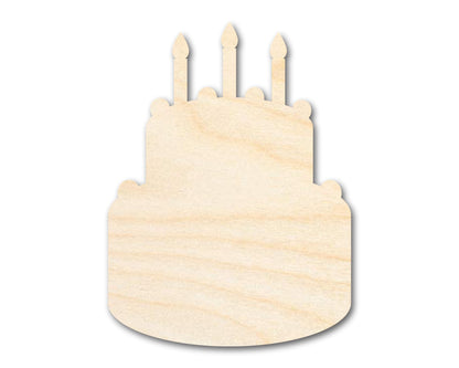 Unfinished Wood Birthday Cake Shape | DIY Craft Cutout | Up to 36"