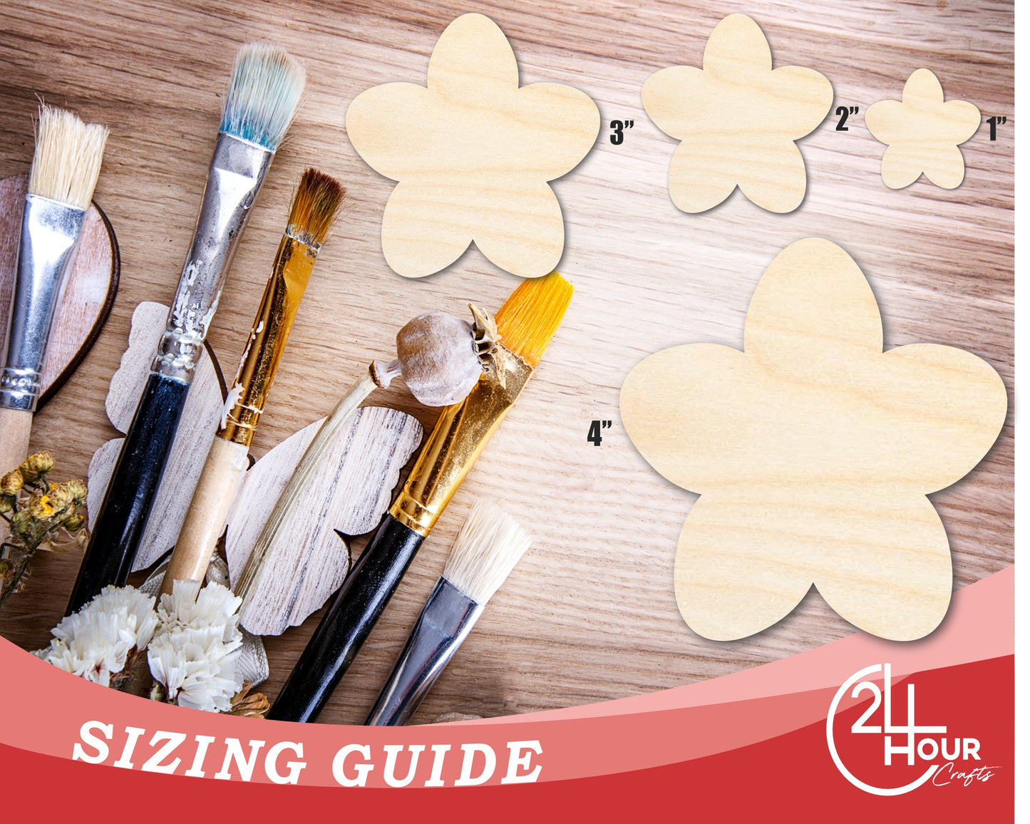 Unfinished Wood Cherry Blossom Shape | DIY Japan Flower Craft Cutout | Up to 36"