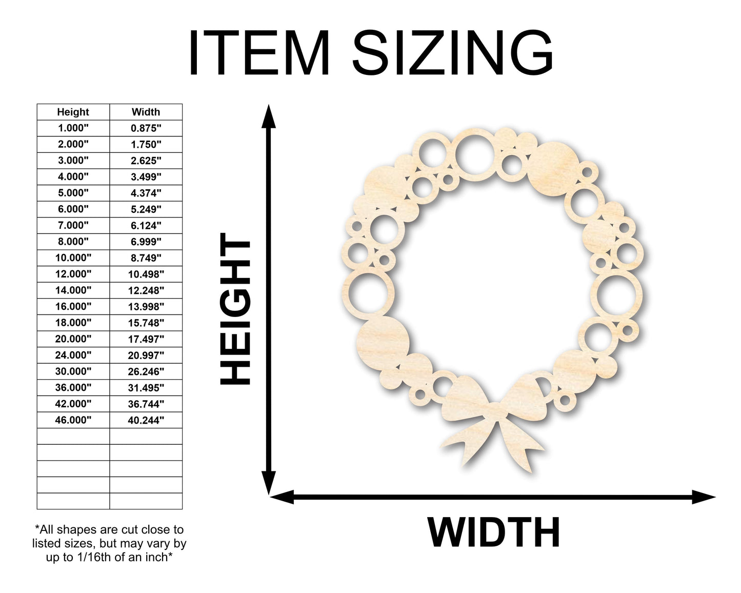 Unfinished Wood Bulb Wreath Shape - Craft - up to 46"