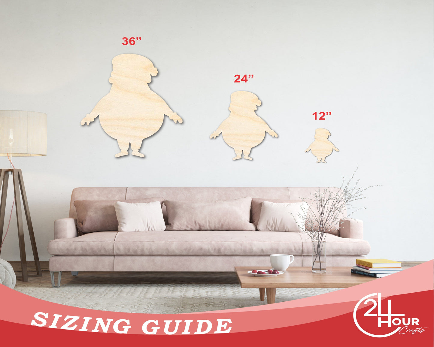 Unfinished Wood Round Santa Shape - Craft - up to 46" DIY