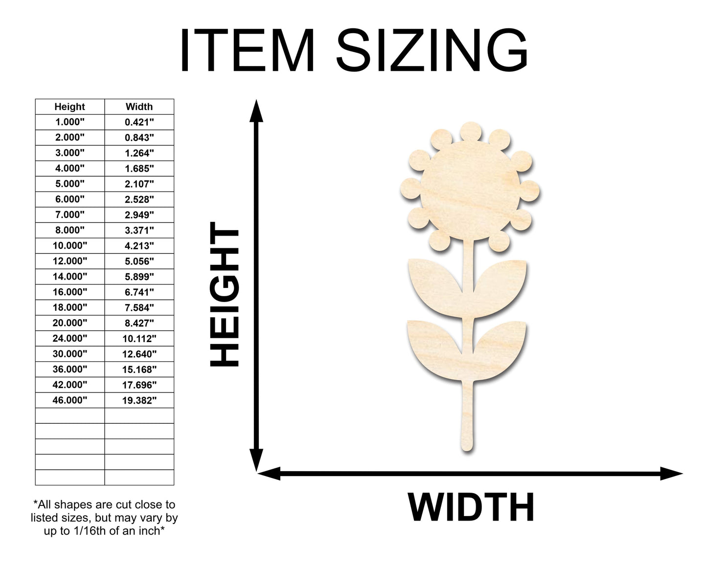 Unfinished Wood Folk Sunflower Shape - Flower Craft - up to 46" DIY