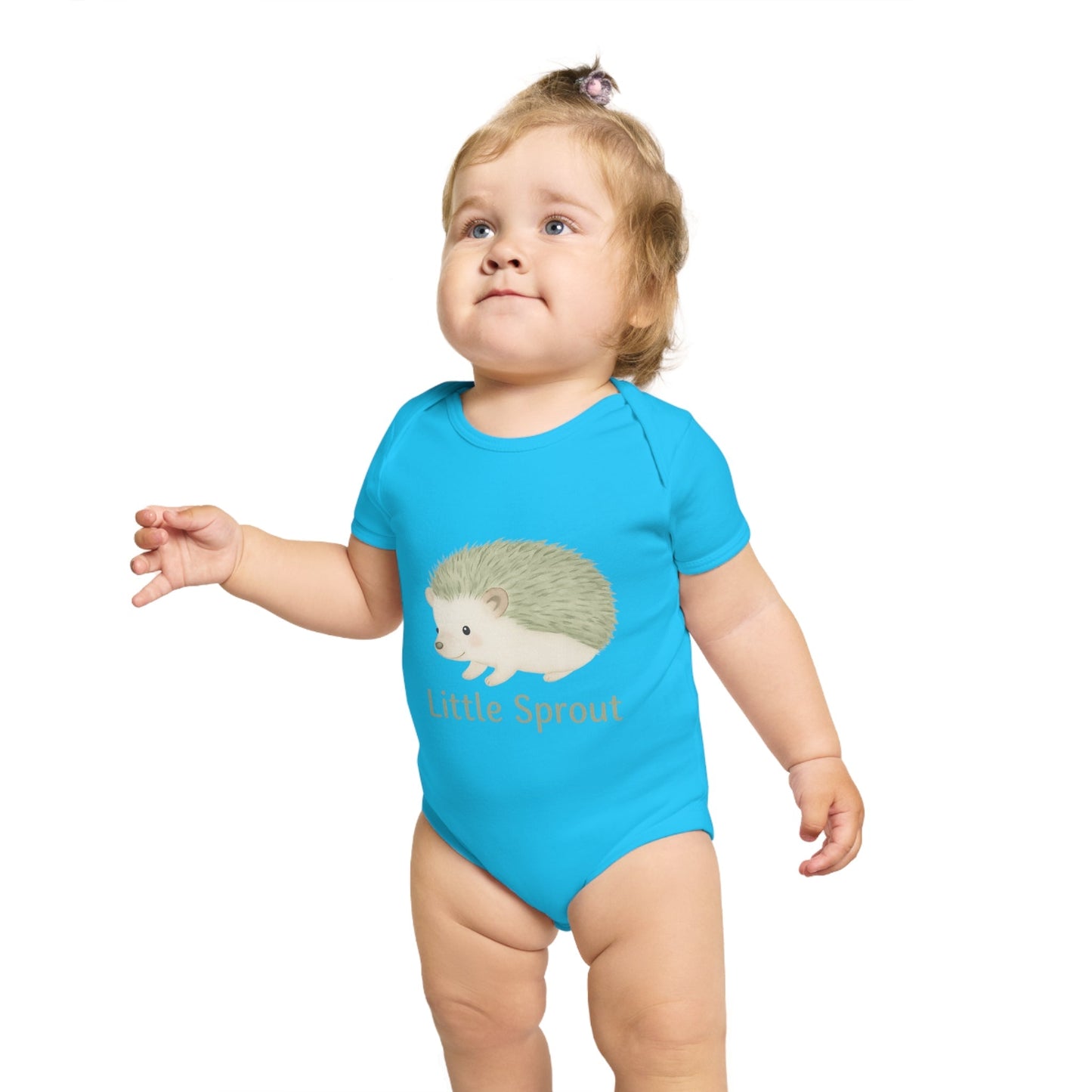 Hedgehog Short Sleeve Baby Bodysuit 'Little Sprout' Organic Cotton Gift for New Parents