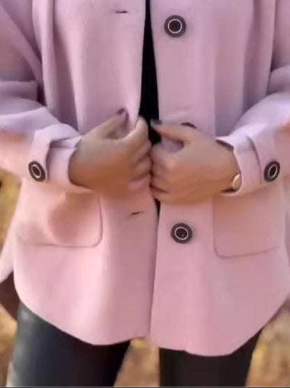Full Size Button-Front Raglan Sleeve Coat Plus Size