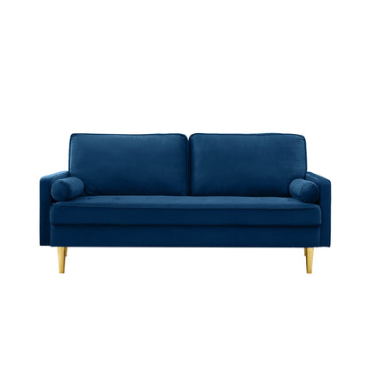 Sofa Minimalist Velvet Navy Gold Metal Legs 2 Seat 65 In 800 LB