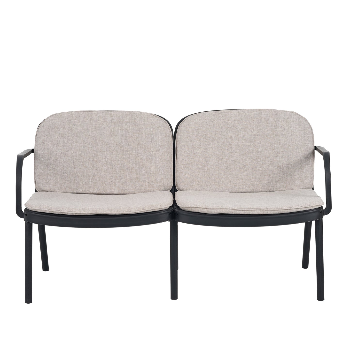 Outdoor Chat Set Polypropylene Black Beige Cushion 3 Piece Loveseat
