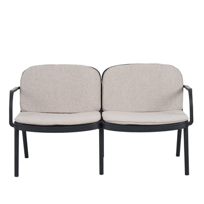 Outdoor Chat Set Polypropylene Black Beige Cushion 3 Piece Loveseat