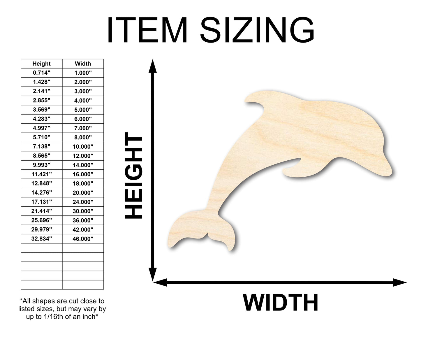 Unfinished Wood Dolphin Shape - Craft - up to 46"
