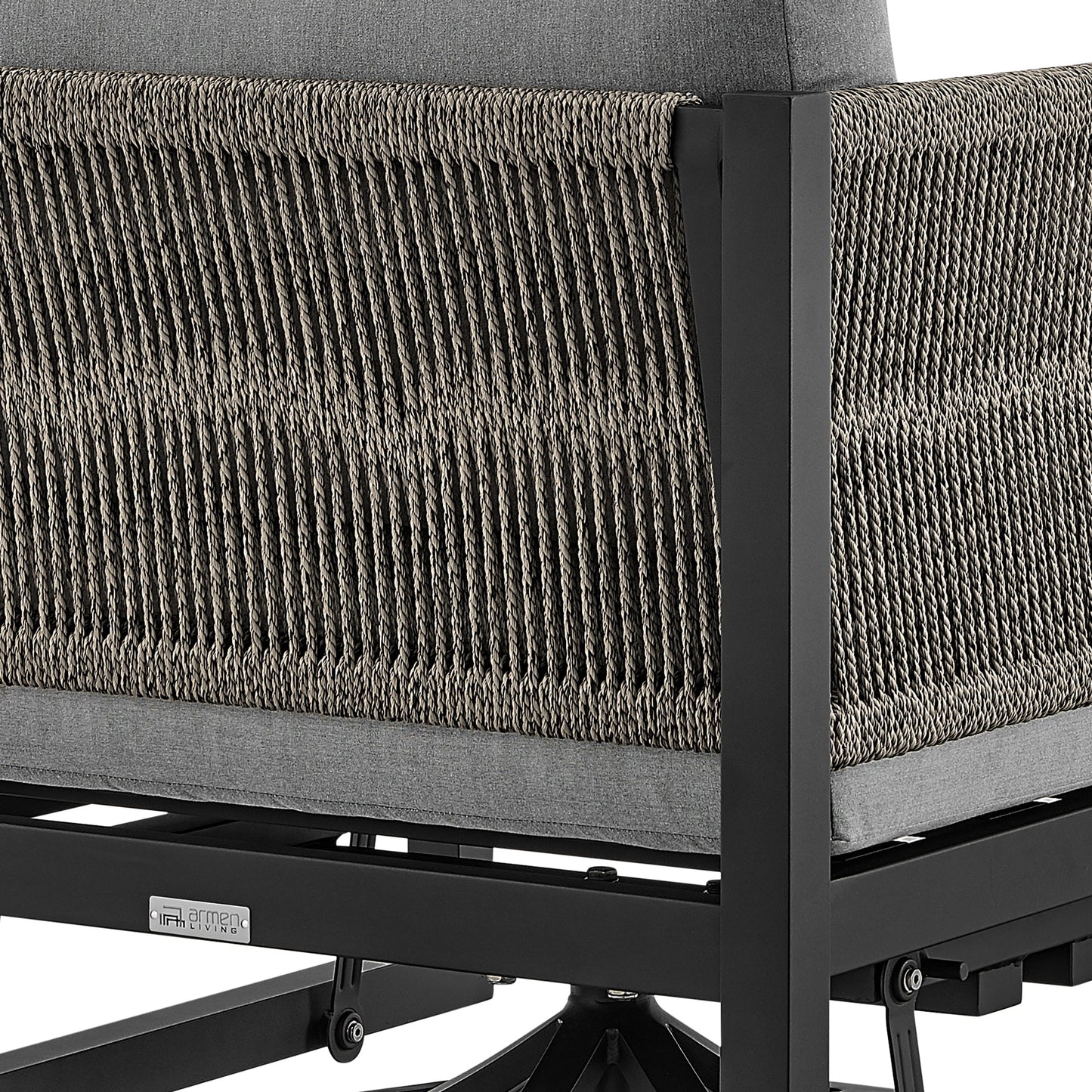 Outdoor Swivel Glider Lounge Chair Aluminum Black Gray Cushion 360 Degree