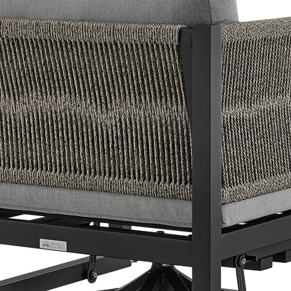 Outdoor Swivel Glider Lounge Chair Aluminum Black Gray Cushion 360 Degree