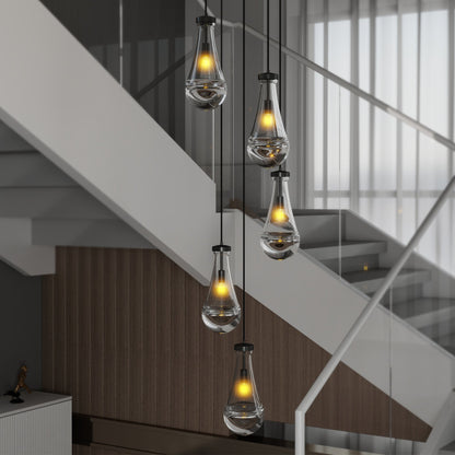Chandelier 5-Light Cluster Pendant Black High Ceiling Adjustable E12