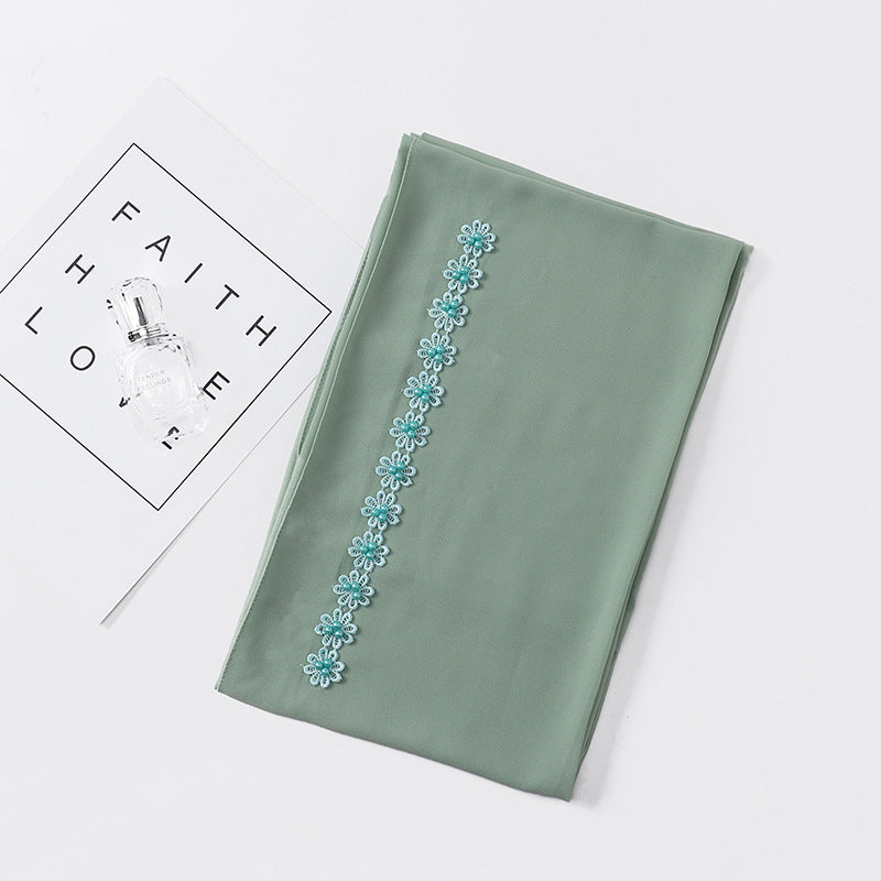 Pearl Chiffon Nail Pearl Decorative Headscarf