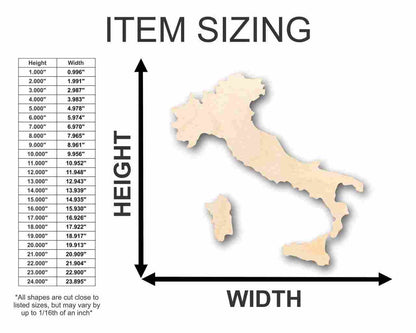 Unfinished Wood Italy Shape 3 Pieces - Country - Craft - up to 46" DIY