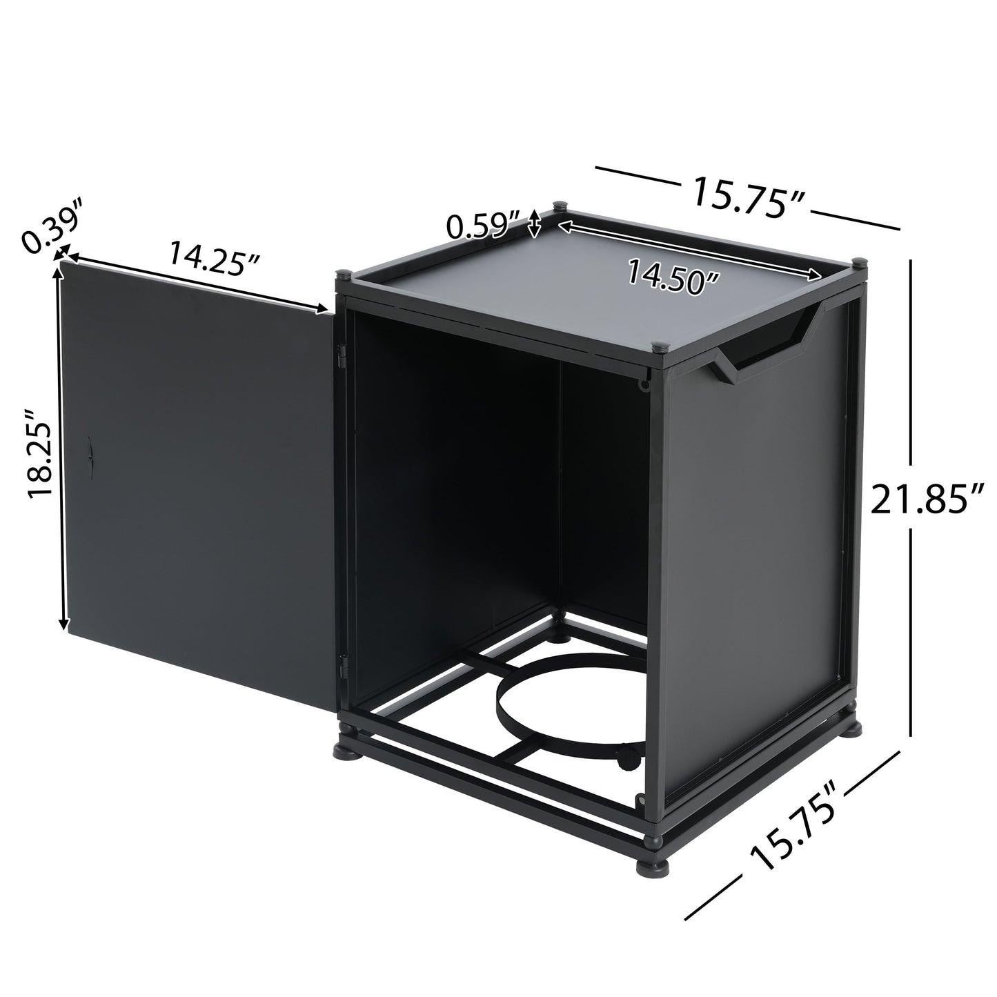 Outdoor Metal Tank Holder Side Table, Matte Black