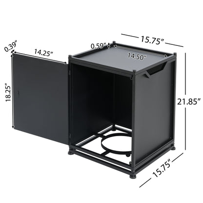 Outdoor Metal Tank Holder Side Table, Matte Black