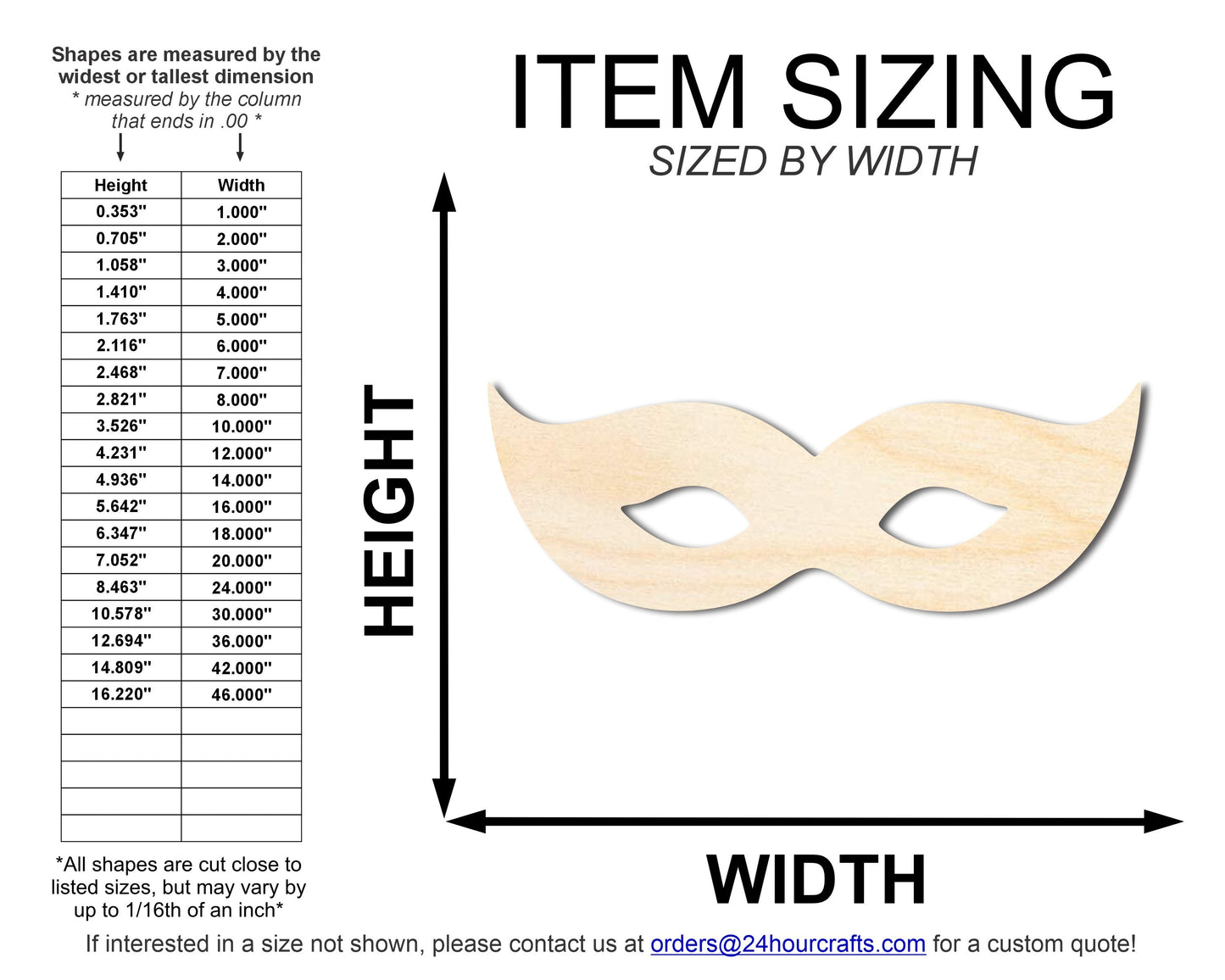 Unfinished Wood Mardi Gras Mask Shape | New Orleans | DIY Craft Cutout | up to 46" DIY