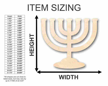 Unfinished Wood Menorah Shape - Hanukkah - Craft - up to 46" DIY