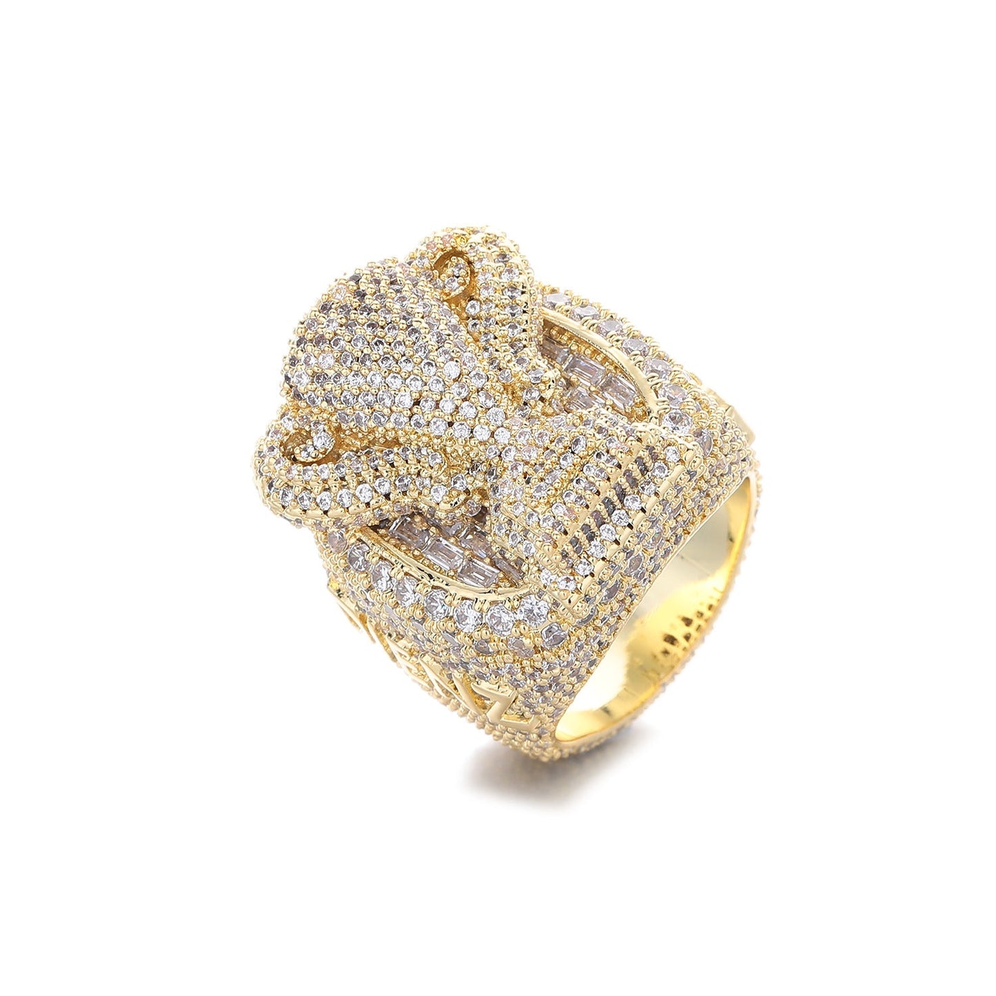 European And American Cross-border Hip-hop Style Ring Fully Paved With Zircons