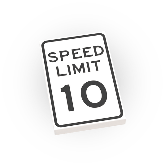 10 MPH Speed Limit Street Sign - Custom Printed 2x3 Tile - Made Using LEGO® Parts