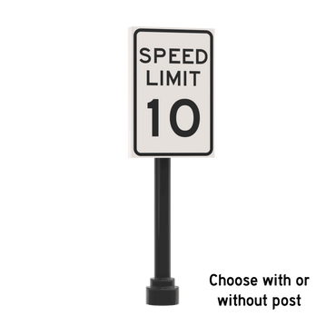 10 MPH Speed Limit Street Sign - Custom Printed 2x3 Tile - Made Using LEGO® Parts