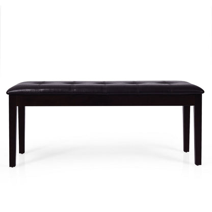 Upholstered Dining Room PU Bench Solid Wood Button Tufted