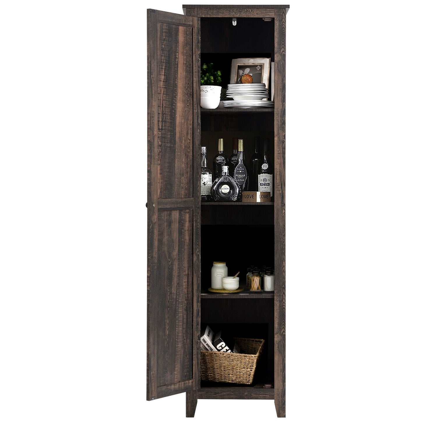 Linen Tower Bathroom Storage Cabinet Tall Slim Side Organizer with Shelf