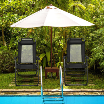 4 Pieces Patio Garden Adjustable Reclining Folding Chairs with Headrest