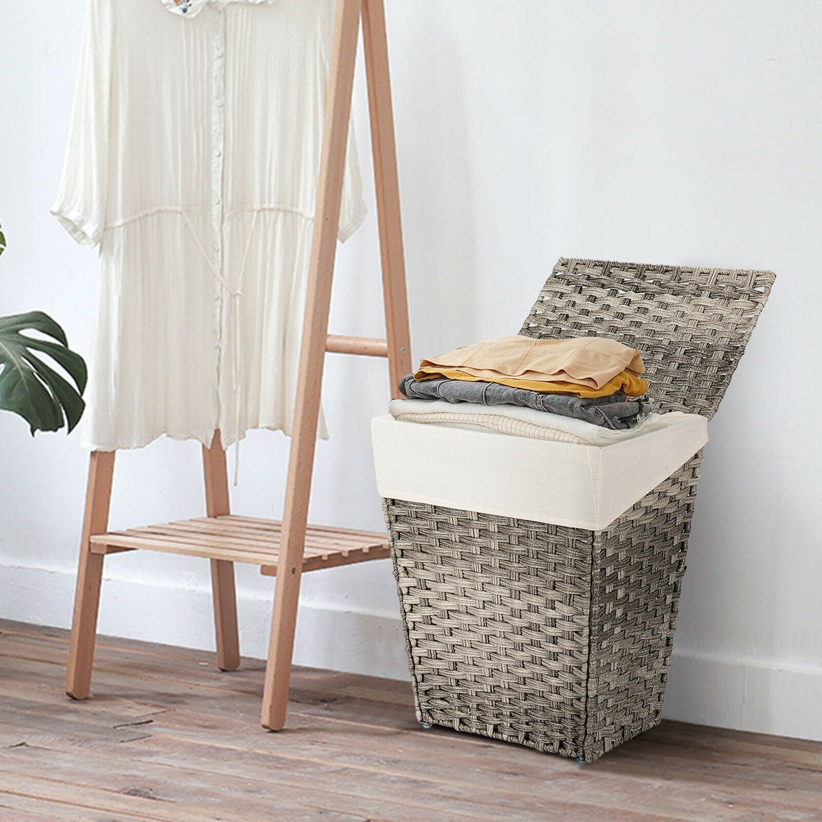 Foldable Handwoven Laundry Hamper with Removable Liner