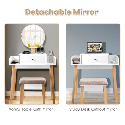 Wooden Makeup Dressing Mirror Table Set with Drawer