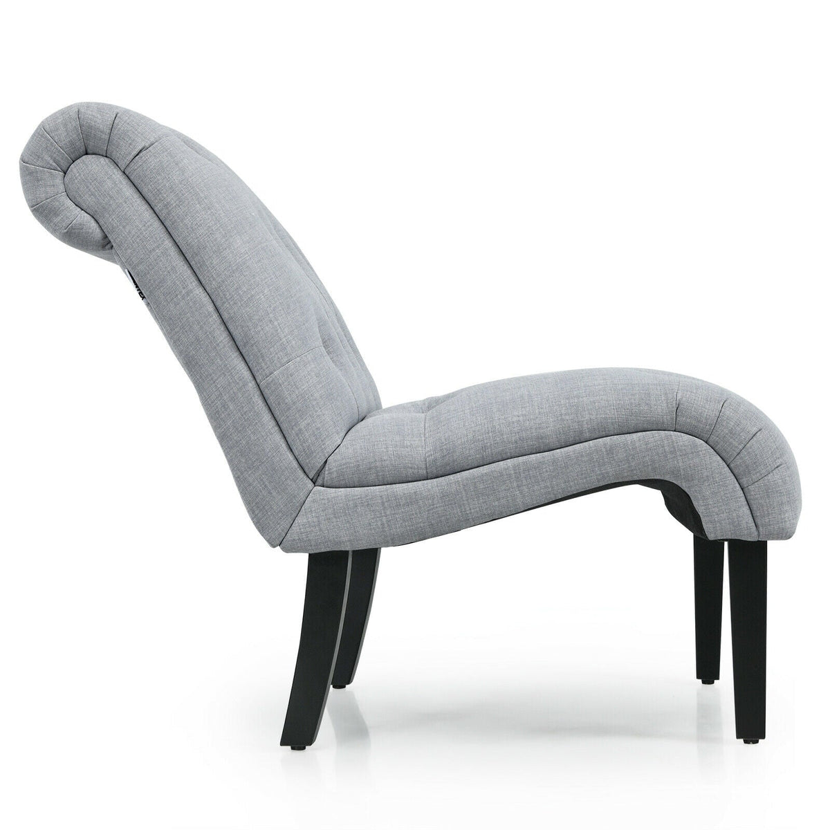 Cotton Linen Fabric Armless Accent Chair with Adjustable Foot Pads