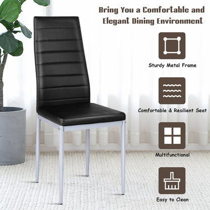 4 pcs PVC Leather Dining Side Chairs Elegant Design