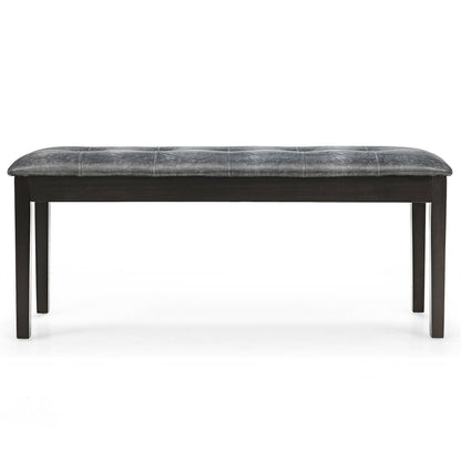 Upholstered Dining Room PU Bench Solid Wood Button Tufted