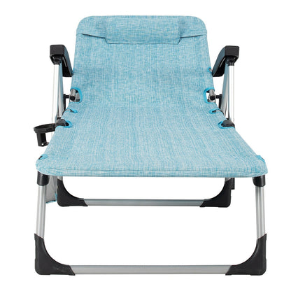 Beach Folding Chaise Lounge Recliner with 7 Adjustable Position
