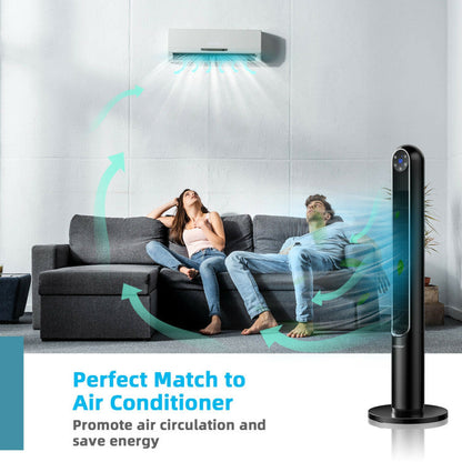 42 Inch 80 Degree Tower Fan with Smart Display Panel and Remote Control
