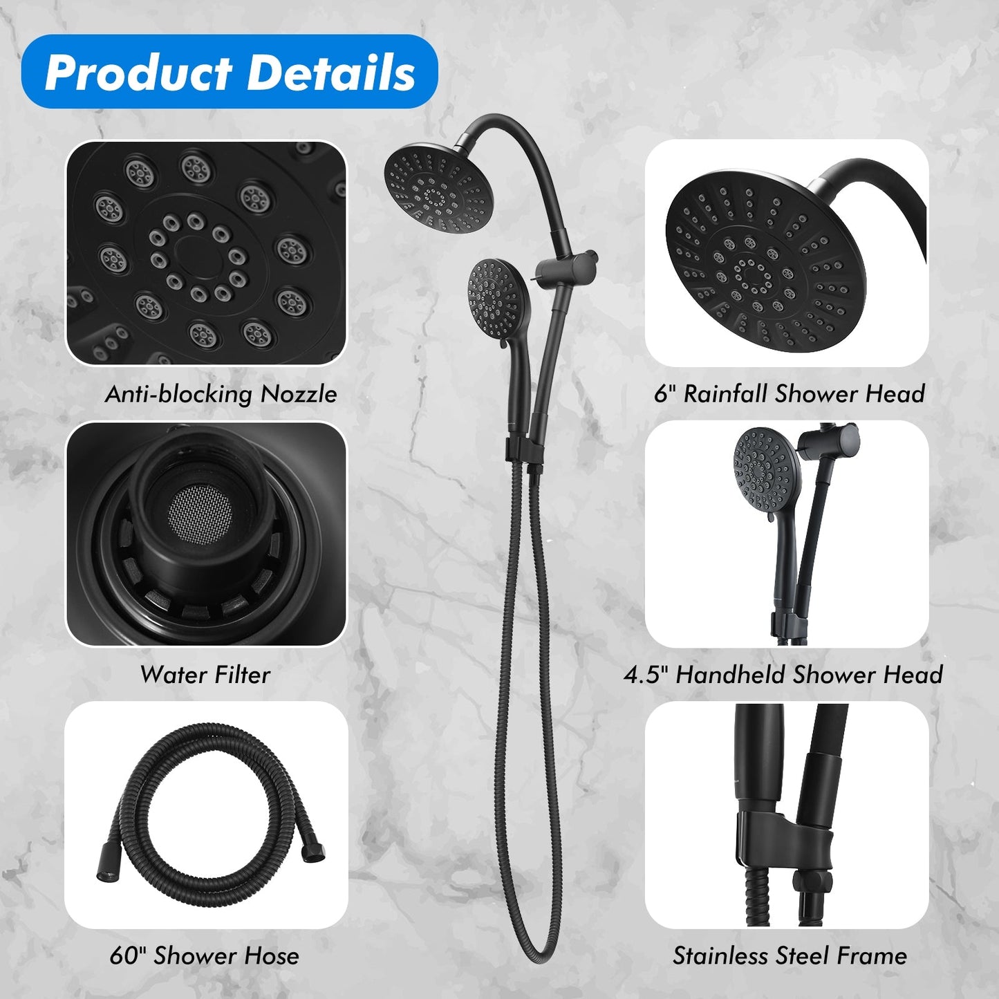 High Pressure Combo Handheld Shower Head