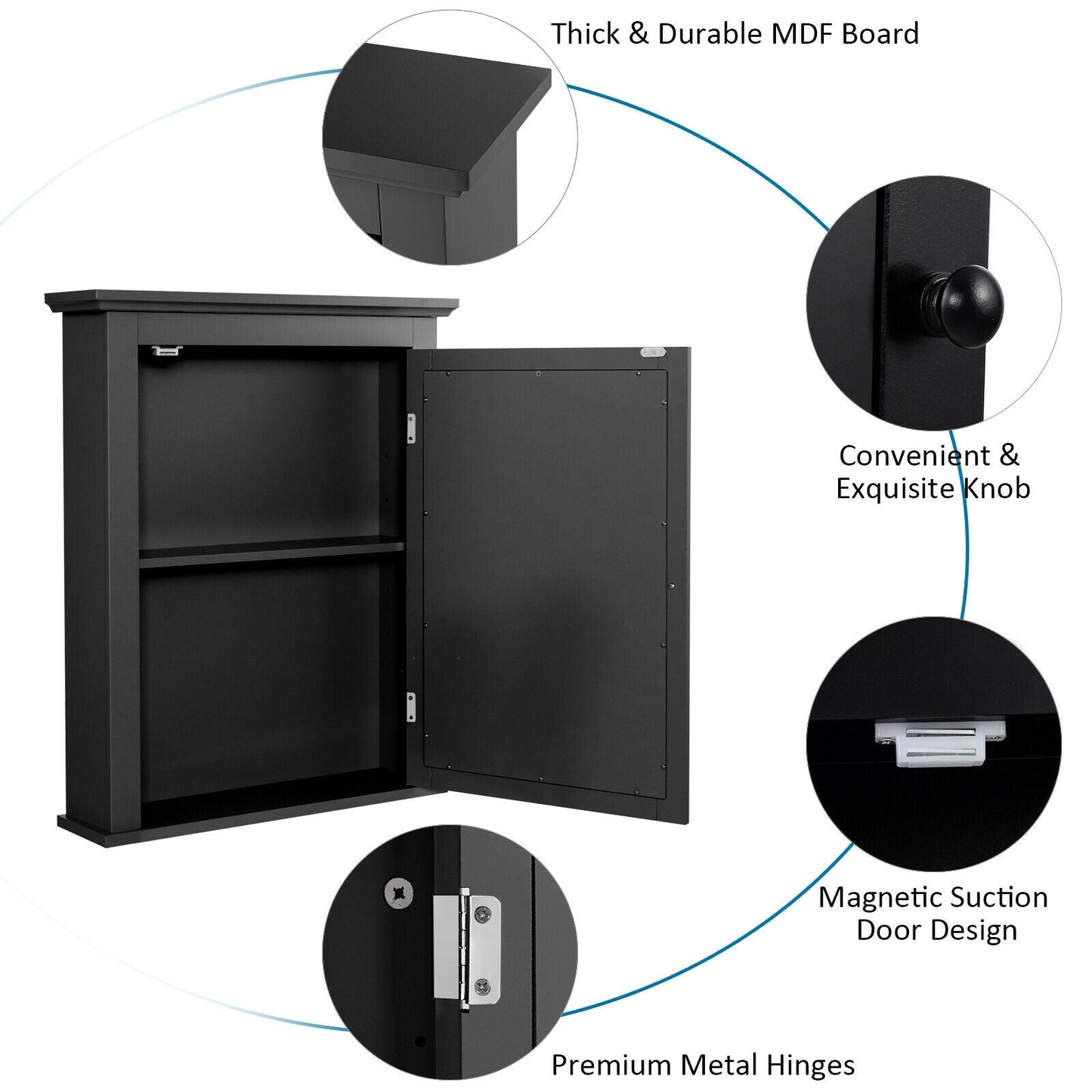 Bathroom Wall Mounted Storage Mirror Medicine Cabinet