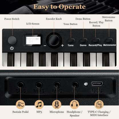 88-Key Folding Electric Lighted Piano Full-Size Portable Keyboard MIDI