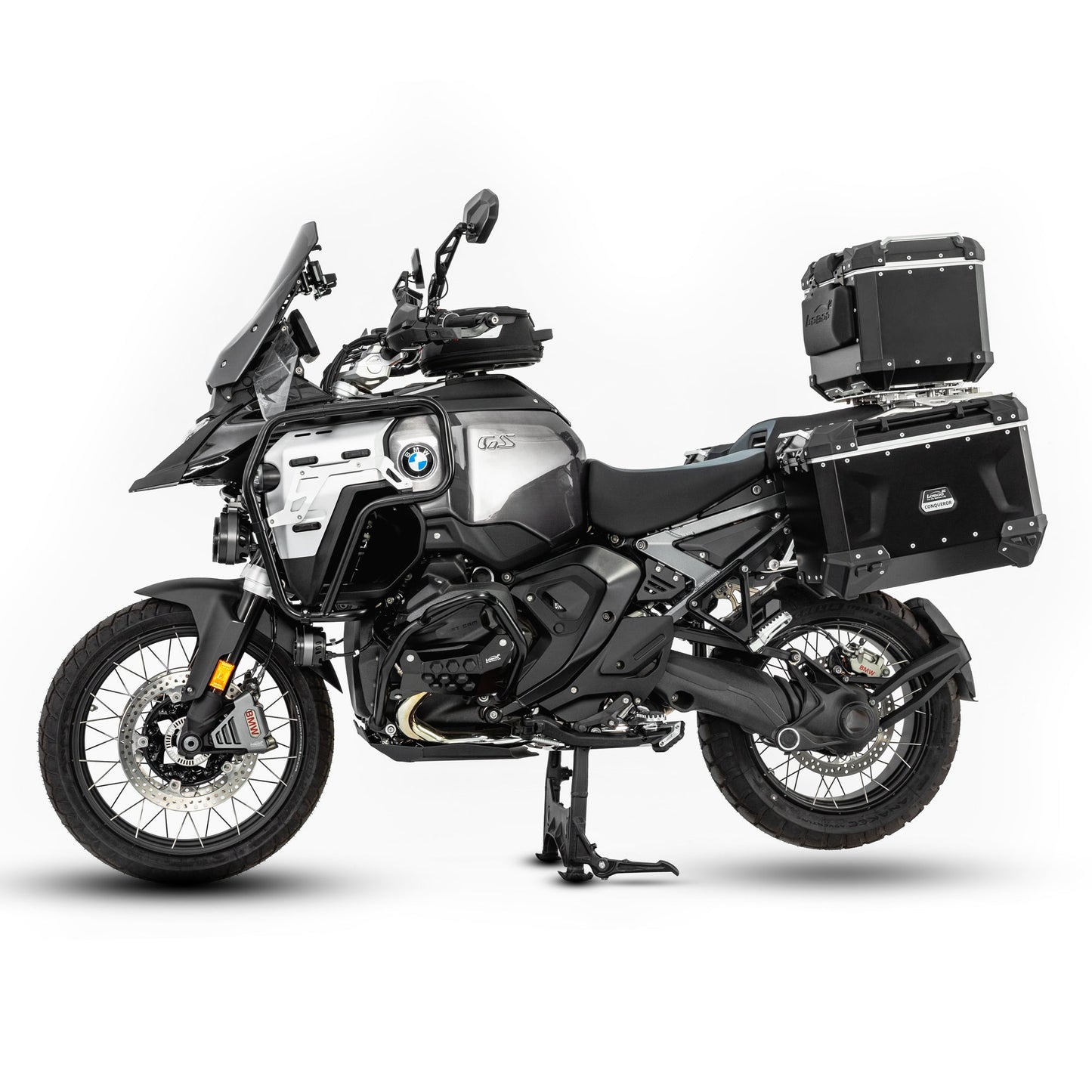 LOBOO Upper Crash Bar for BMW R1300GS Adventure (2024-on) – 304 Stainless Steel, Multi-Point Support, Silver / Black Finish