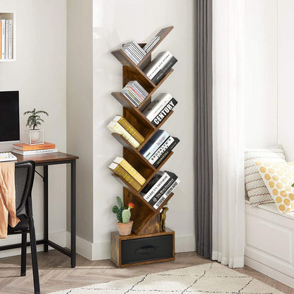 10-tier Tree Bookshelf with Drawer Free