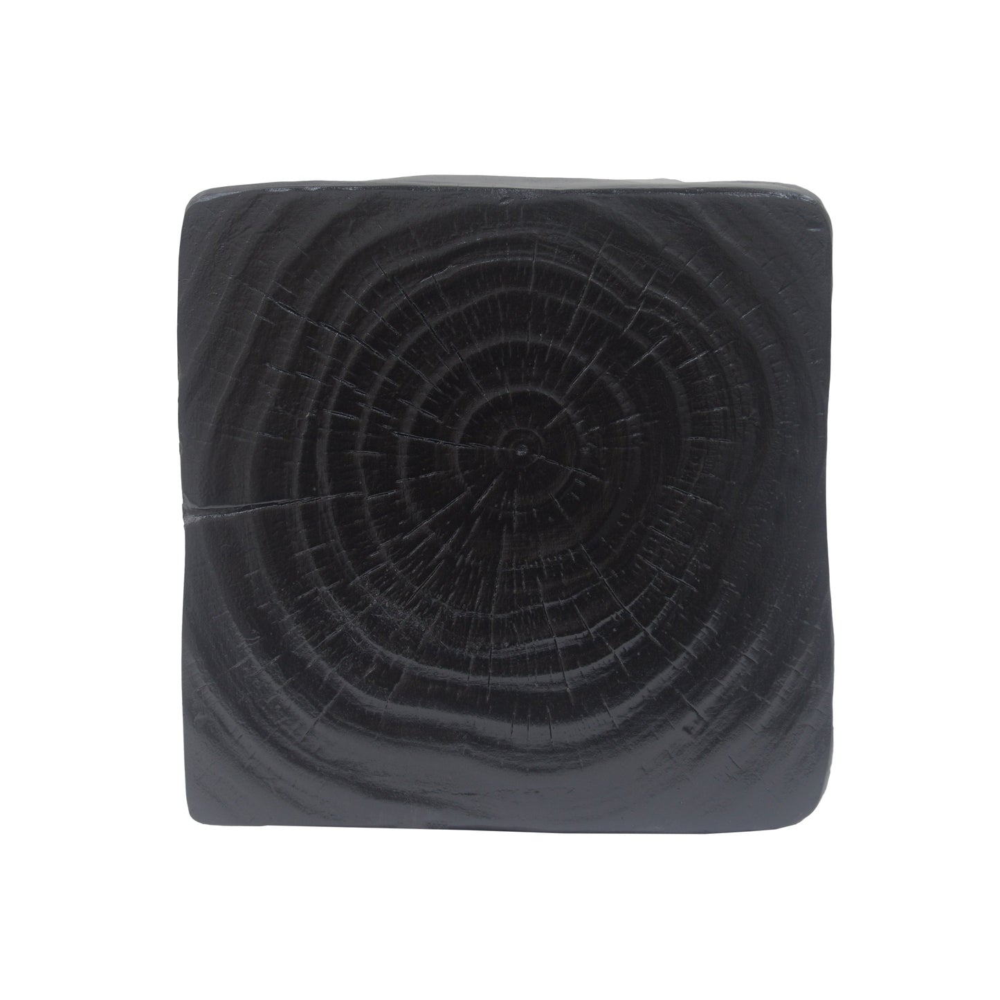 MGO Twist Shape Side Table, Wood-like Texture, Black, 11.75x11.75x16 in