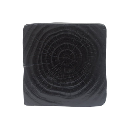 MGO Twist Shape Side Table, Wood-like Texture, Black, 11.75x11.75x16 in