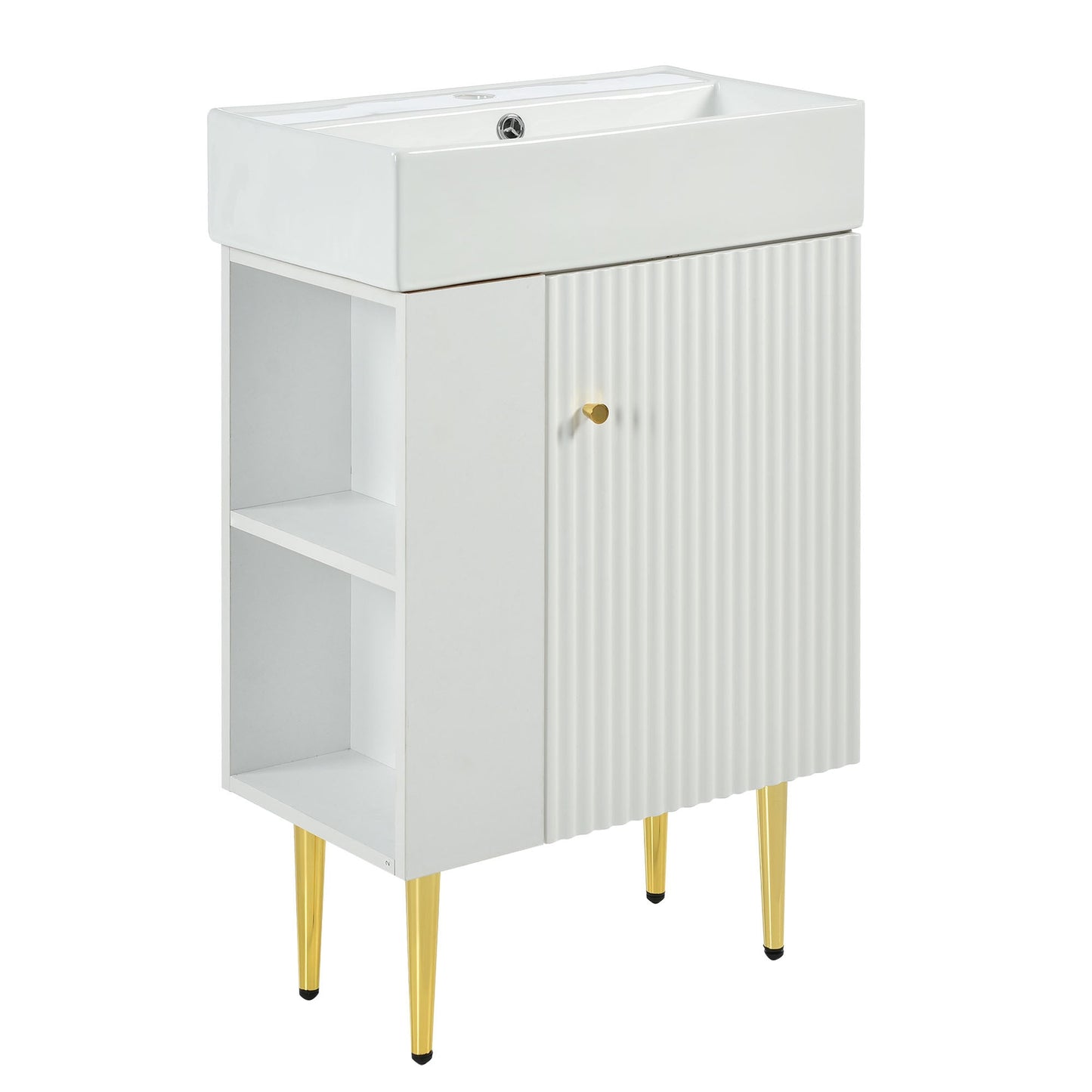 Amelia 21.6' Bathroom Vanity with Storage Cabinet, Single Ceramic Sink and Le...