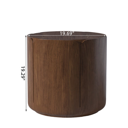19.29 in Outdoor Side Table Set of 2, Wood Grain, Waterproof, Patio, Brown