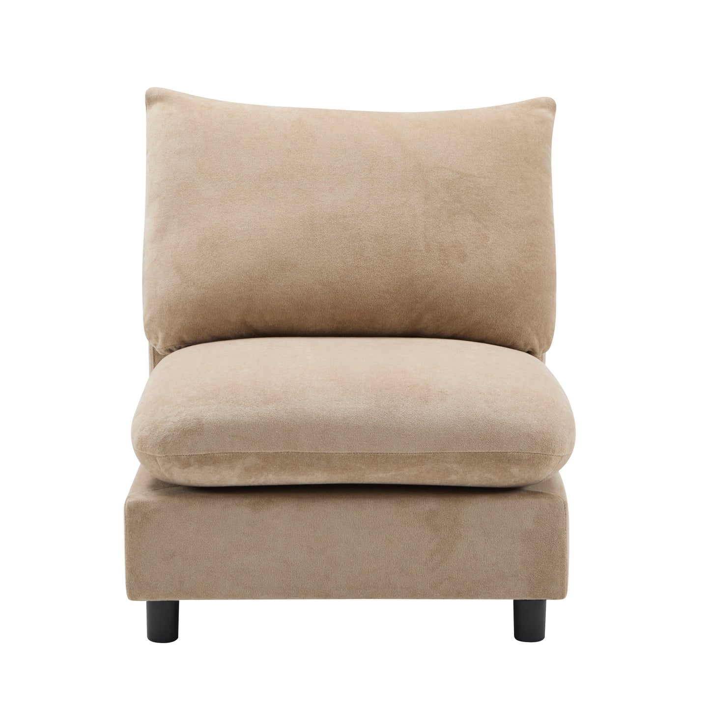 Sectional Sofa Modular Velvet Camel 5 Seat 99 In Eucalyptus Frame