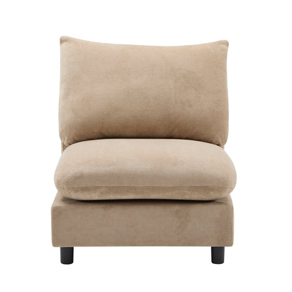 Sectional Sofa Modular Velvet Camel 5 Seat 99 In Eucalyptus Frame