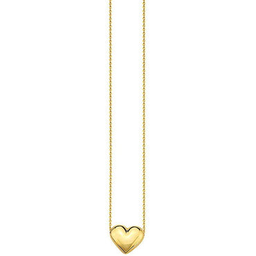 10K Gold Puffed Heart Necklace for Women Adjustable